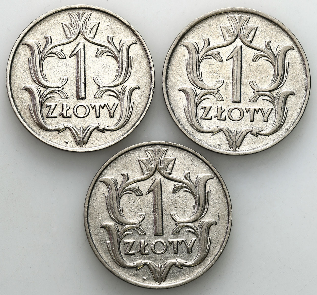 II RP. 1 złoty 1929, zestaw 3 sztuk